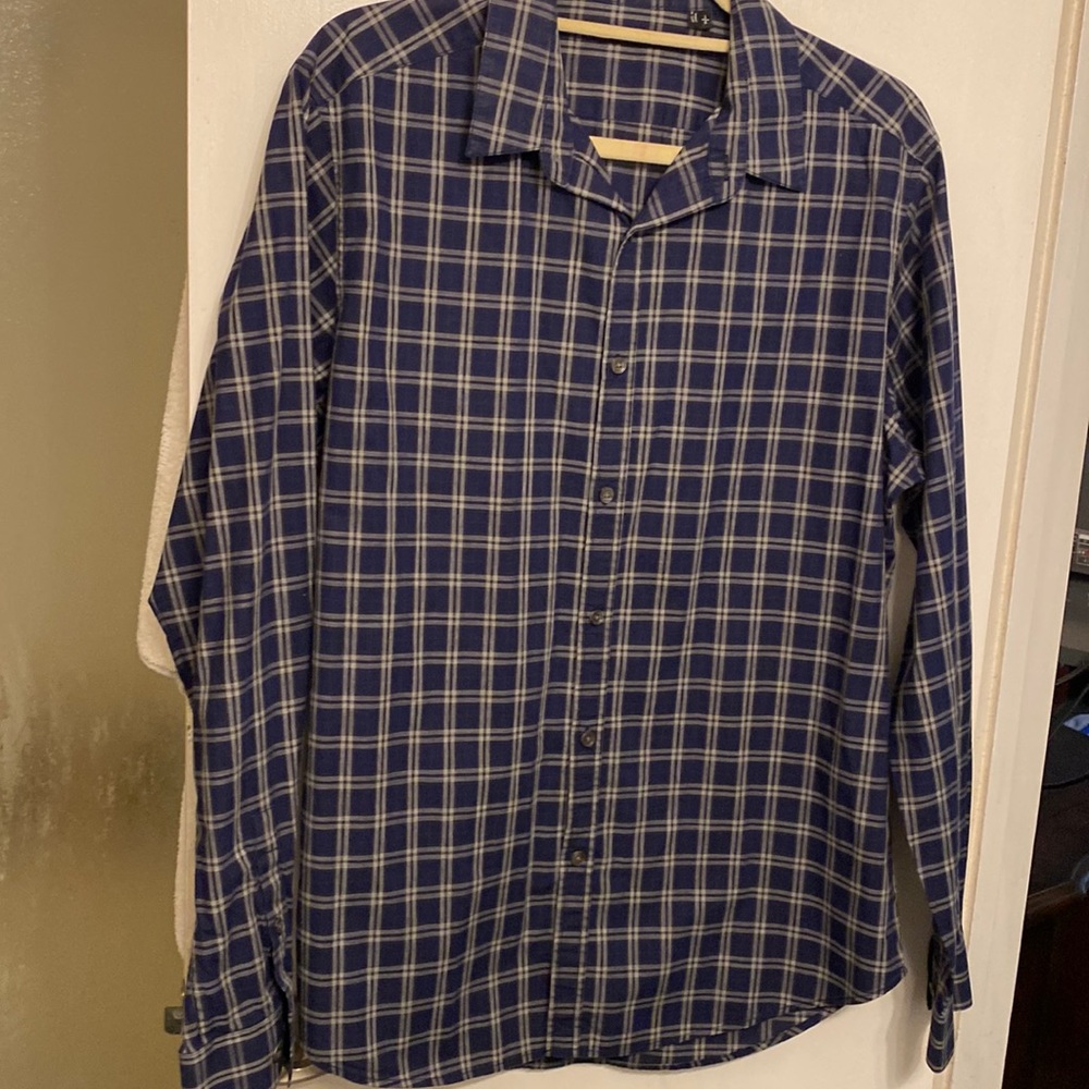 Theory checkered cotton shirt, nice color, slightly used